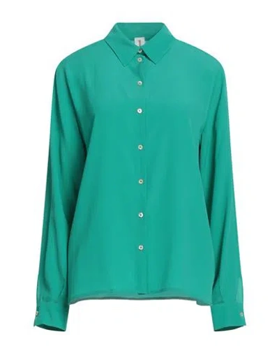 1-one Woman Shirt Green Size 8 Acetate, Silk