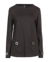 1-one Woman T-shirt Dark Brown Size 10 Viscose, Polyamide, Elastane