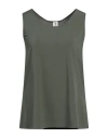 1-one Woman Tank Top Military Green Size 8 Viscose, Elastane In Green