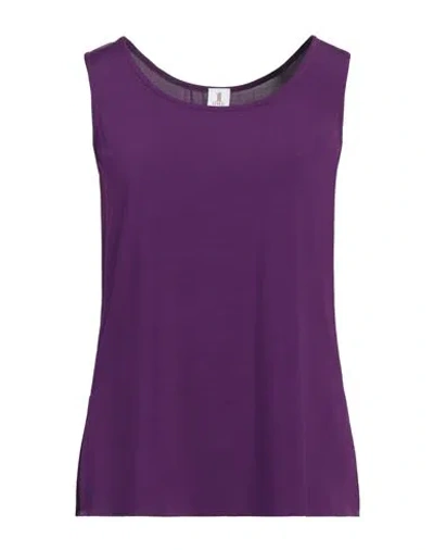 1-one Woman Tank Top Purple Size 4 Viscose, Elastane