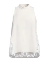 1-one Woman Top Ivory Size 8 Viscose, Polyamide, Elastane, Cotton In White