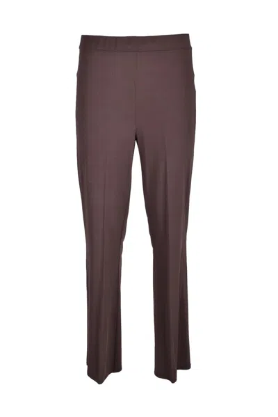 1-one Brown Viscose Stretch Trousers With Straight-leg Cut In Burgundy