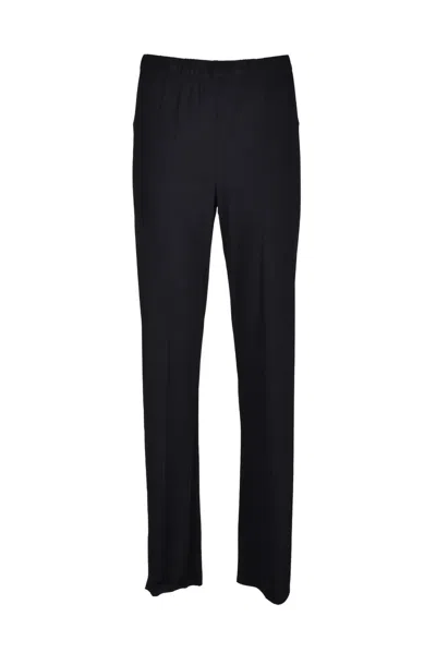 1-one Viscose Stretch Trousers With Cropped Silhouette And Seam Detailing In Black