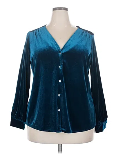 Pre-owned 1.state 3/4 Sleeve Blouse In Teal
