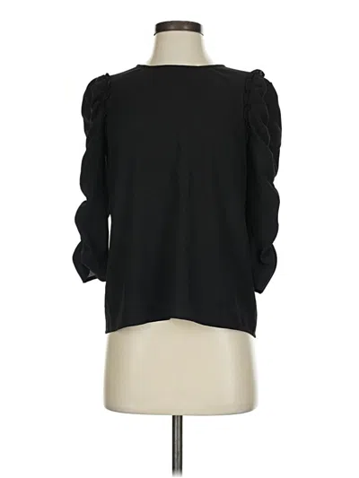 Pre-owned 1.state 3/4 Sleeve Top Black Ruffles Neckline Tops