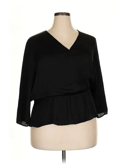 Pre-owned 1.state 3/4 Sleeve Top Black V Neck Tops