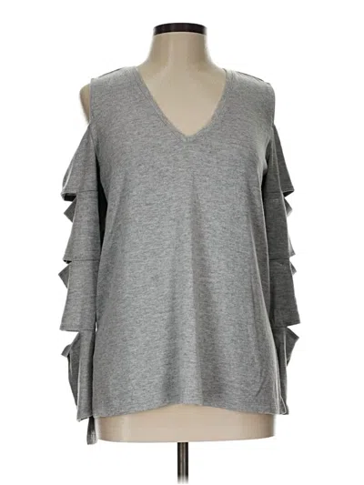 Pre-owned 1.state 3/4 Sleeve Top Gray Cold Shoulder Neckline Tops