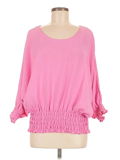 Pre-owned 1.state 3/4 Sleeve Top Pink Boatneck Tops