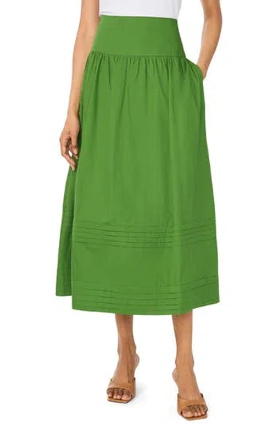 1.state A-line Cotton Midi Skirt In Moss