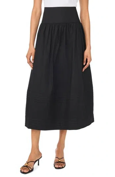1.state A-line Cotton Midi Skirt In Rich Black