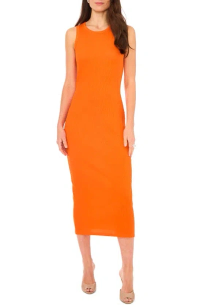 1.state Back Cutout Cotton Rib Midi Dress In Orange