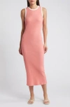 1.state Back Cutout Cotton Rib Midi Dress In Shell Pink