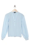 1.state Balloon Sleeve Mixed Media Top In Angel Blue
