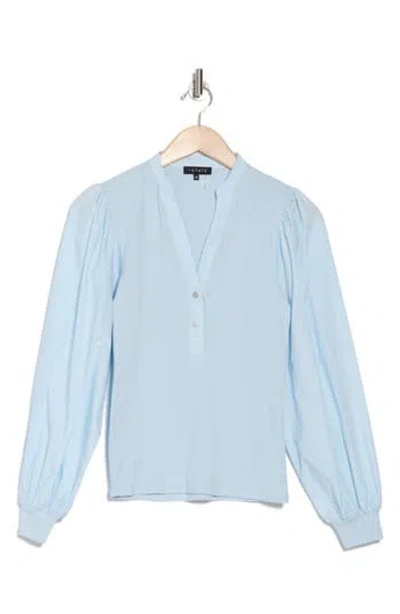 1.state Balloon Sleeve Mixed Media Top In Angel Blue