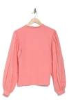 1.state Balloon Sleeve Mixed Media Top In Peach Blossom