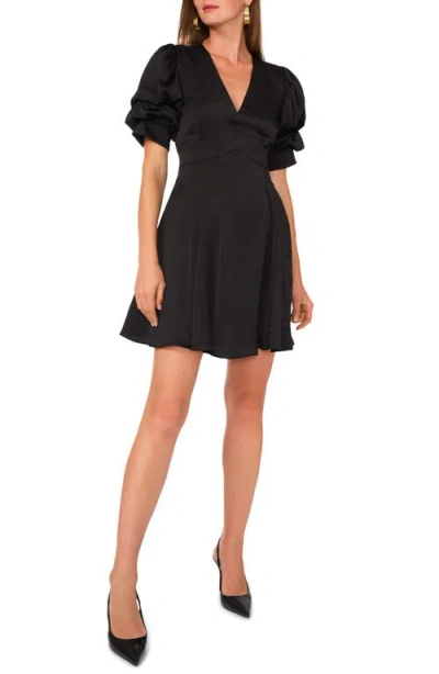 1.state Bubble Sleeve Fit & Flare Minidress In Rich Black