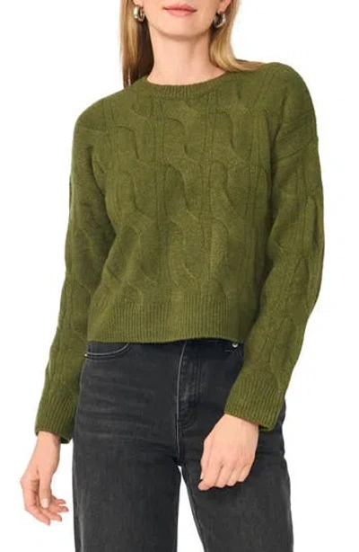 1.state Cable Crewneck Sweater In Grecian Olive
