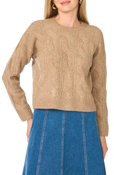 1.state Cable Crewneck Sweater In Taupe