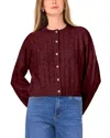 1.state Cable Knit Cardigan In Burgundy