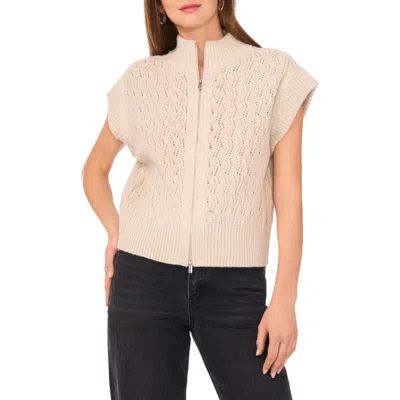 1.state Cable Stitch Zip-up Sweater Vest In White