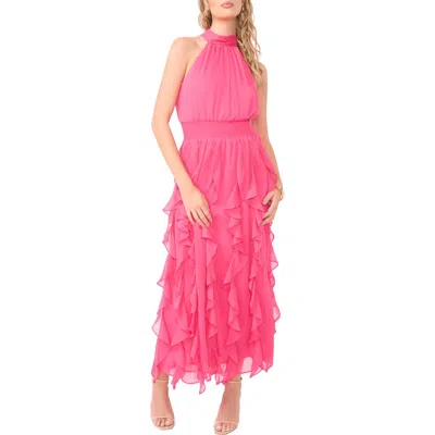 1.state Cascasding Ruffle Sleeveless Maxi Dres In Pink