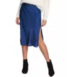 1.state Charmeuse Satin Midi Skirt In Blue In Blue