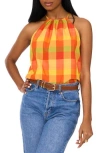 1.state Check Print Halter Top In Multi
