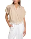 1.state Short Sleeve Collared Blouse In Brown
