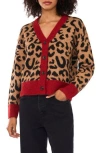 1.state Colorblock Trim Leopard Spot Cardigan In Animal Print