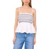 1.state Contrast Smock Detail Cotton Peplum Top In White
