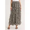 1.state Corkscrew Floral Ruffle Maxi Skirt In Multi