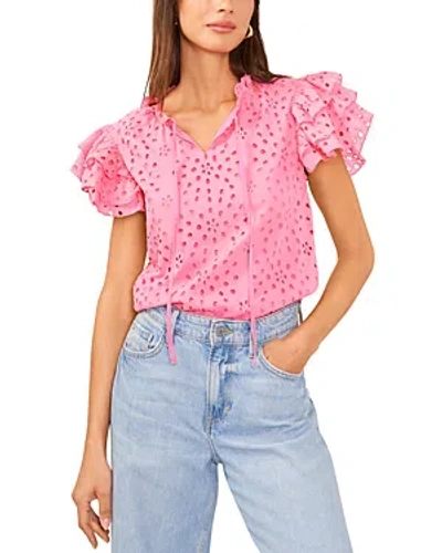 1.state Broderie Anglaise Flutter Sleeve Top In Island Bloom