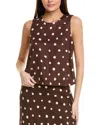 1.state Crewneck Linen-blend Tank In Brown