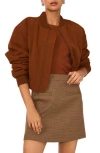 1.state Cropped Bomber Jacket In Brown