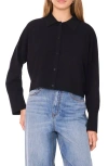 1.state Collared Button Down Cropped Sweater In Black