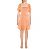 1.state Daylight Dreams Womens Ruffled Linen Fit & Flare Dress In Orange