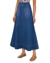 1.state Natural Nightlife Womens Maxi Back Zipper Denim Skirt In Navy Yard
