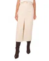 1.state Front Slit Denim Midi Skirt In New Ivory