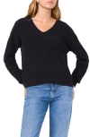 1.state Womens V Neck Shirt Pullover Sweater In Rich Black