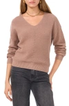 1.state Diagonal Rib V-neck Sweater In Taupe