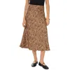 1.state Ditsy Darling Womens Animal Print Satin Midi Skirt In Beige