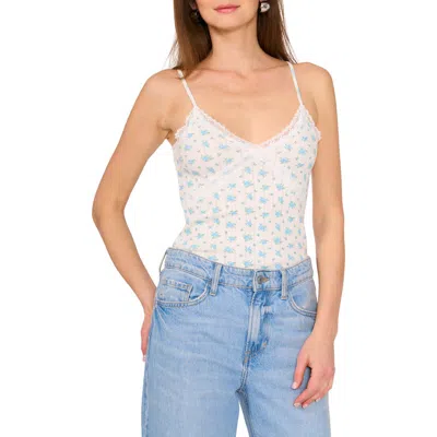 1.state Ditsy Lace Trim Pointelle Camisole In Angel Blue