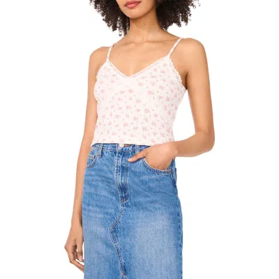 1.state Ditsy Lace Trim Pointelle Camisole In Rose Pink