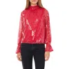 1.state Drape Back Sequin Top In Deep Rouge