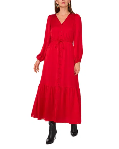 1.state Elastic Waist Button Maxi Dress In Deep Rouge
