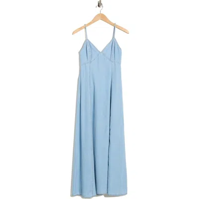 1.state Empire Waist Chambray Maxi Dress In Blue