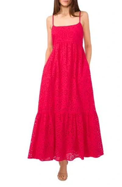1.state Eyelet Embroidery Flounce Hem Maxi Dress In Pink