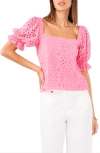 1.STATE EYELET PUFF SLEEVE TOP
