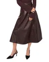 1.state Faux Leather Paneled Belted Midi Skirt In Brown