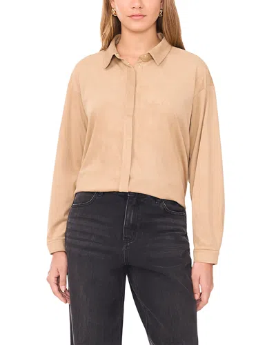 1.state Faux Suede Shirt In Brown
